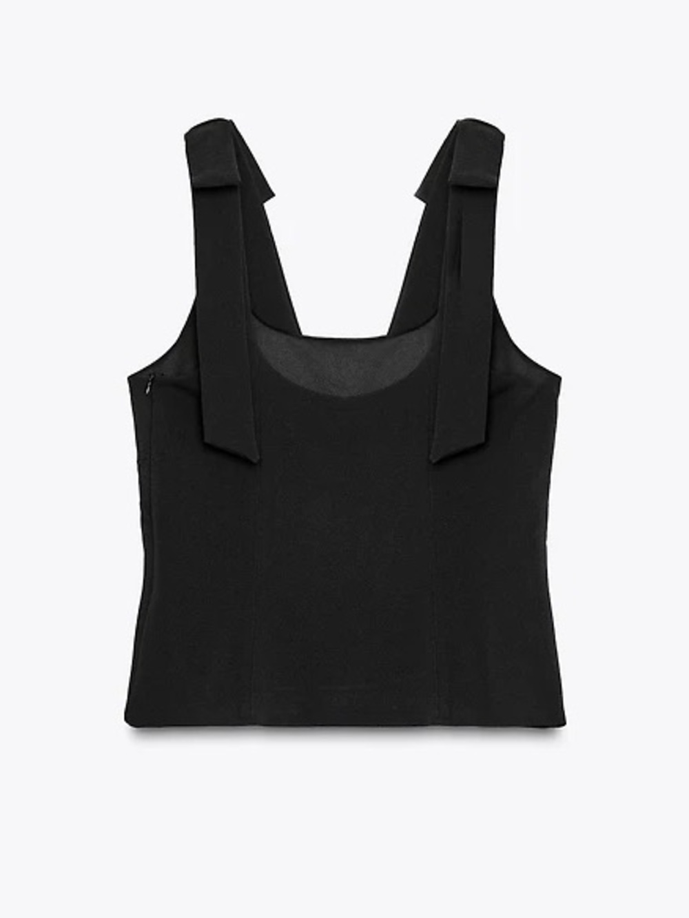 Zara Black Bow-Shoulder Square Neck Tank Top Medium